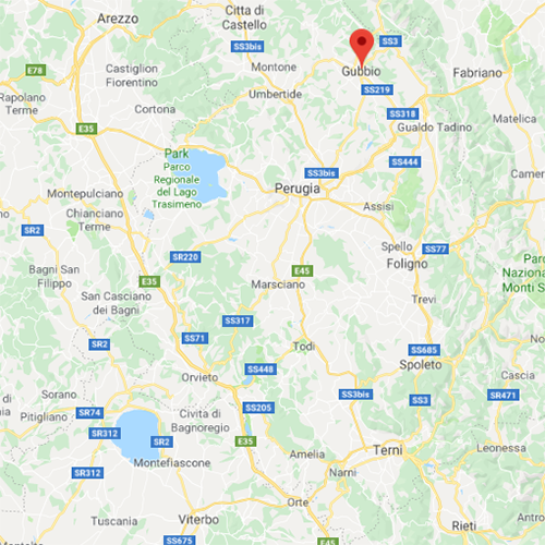 Map of area around Gubbio