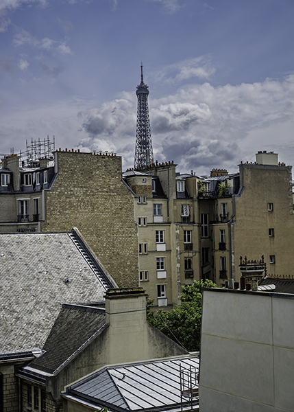 View of the Eiffel Tower from Passy area of Paris